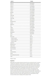 Nutritional information for Optimum Nutrition - Opti-Men supplement, detailing vitamins, minerals, and amino acids per serving.